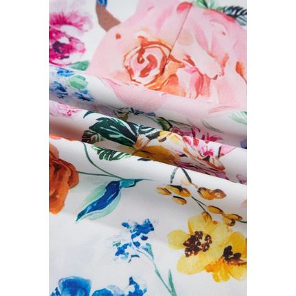 Sky Blue Vibrant Floral Print Cap Sleeve Mini Dress