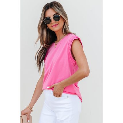 Bonbon Braided Cap Sleeve Crew Neck T Shirt