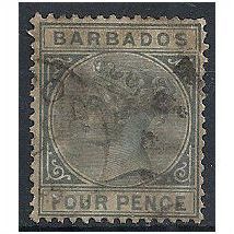 Barbados 1882 SG97 4d Grey Wmk Crown CA Good/Fine Used . . .