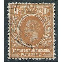 East Africa & Uganda Prot 1921 SG68 10c Orange Fine Used . ..