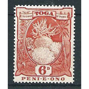 Tonga 1897 SG47 6d Red Mint No Gum . ..