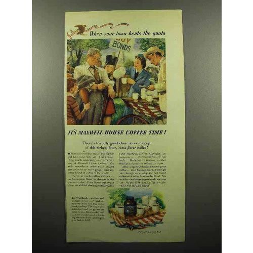 1945 Maxwell House Coffee Ad - Town Beats the Quota