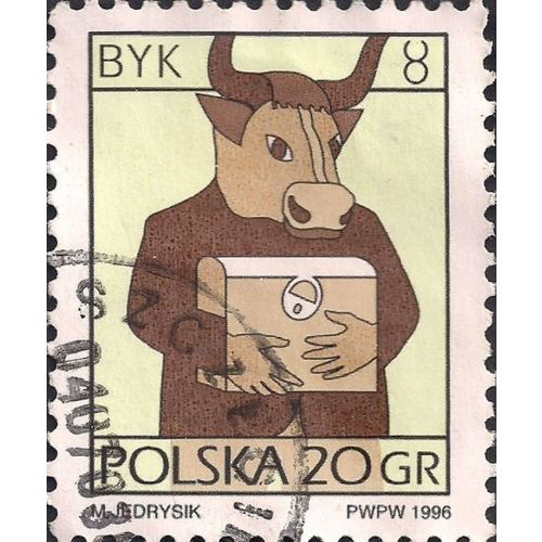 POLAND, Zodiac, Taurus (Byk), yellow 1996, 20 Gr #3,