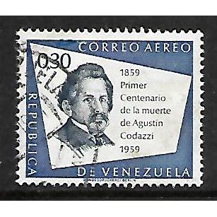 VENEZUELA 1960 30c DEEP BLUE + BLUE A CODAZZI SG1627 FINE USED