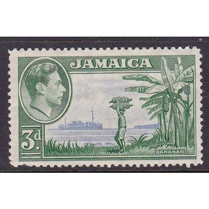 JAMAICA 1938 GEORGE VI 3d GREEN & BLUE MINT SG126b