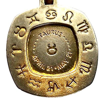 Taurus Horoscope Zodiac Symbol Bull Astrology Mythology Keychain Fob Vintage