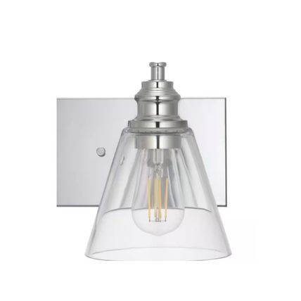 H B Manor 33" 4-Light Polished Nickel Industrial Vanity Light w/ Clear Glass
