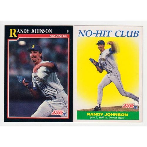 Lot of Two 1991 Score Randy Johnson baseball cards #290, #700 – Mariners