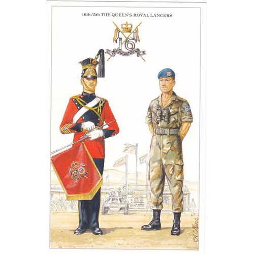 Trumpet Major & Corporal 16th 15th The Queens Royal Lancers Uniform Postcard