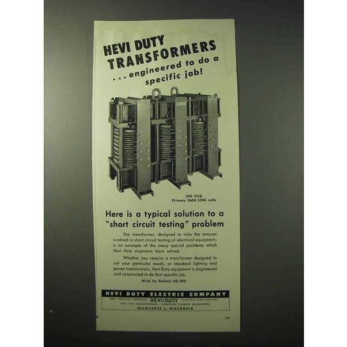 1950 Hevi Duty Electric 500 KVA Transformer Ad