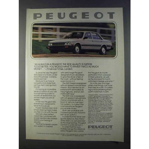 1980 Peugeot 505 Diesel Car Ad - Ride Quality is Superb