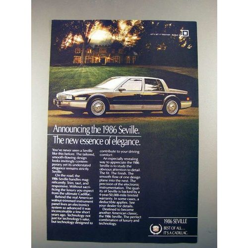 1986 Cadillac Seville Car Ad - Essense of elegance