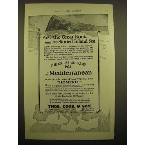 1924 Thos. Cook & Son Cruise Ad - Past the great rock into the storied inland