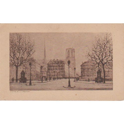 Christmas card circa 1900 with etching by Carbonati