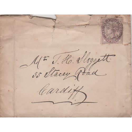 GB 1889 cover Penrith to Cardiff with nice 1d lilac see others