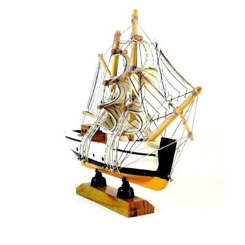 ENDEAVOUR SAILBOAT WHITE/ORANGE WOOD SAILBOAT, COLLECTOR'S MODEL