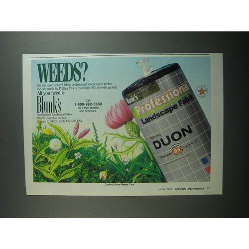 1991 Blunk's Professional Landscape Fabric Ad - Weeds?