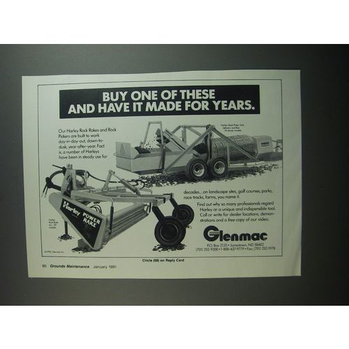 1991 Glenmac Ad - Harley Rock Picker and Harley Rock Rake