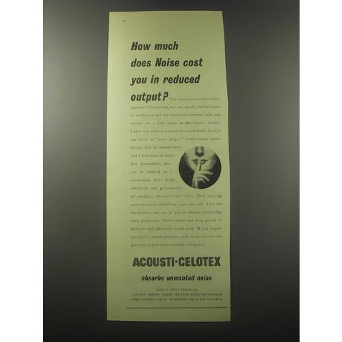 1955 Acousti-Celotex Tiles Ad - How much does noise cost you in reduced output