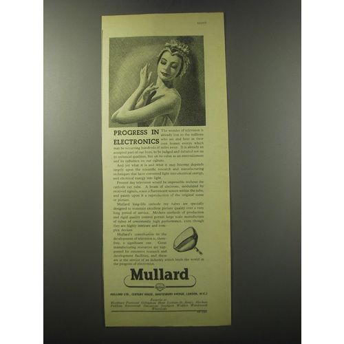 1955 Mullard Cathode Ray Tubes Ad - Progress in Electronics