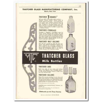 Thatcher Glass Mfg Company 1956 vintage dairy catalog milk bottles