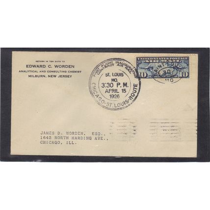 1st Flight C7 10c Map (Unkn Cachet-Typed/A) CV00887