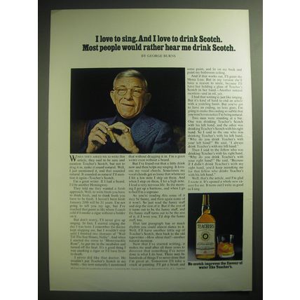 1974 Teacher's Scotch Advertisement - George Burns - I love to sing
