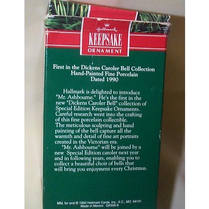 Hallmark Keepsake - - Dickens Caroler Bell - - Mr. Ashbourne - - 1990 - - QX5056