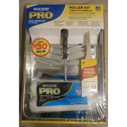WOOSTER PRO 7 Piece Roller Tray Set Paint Painter Brush Liner Cover Frame Kit
