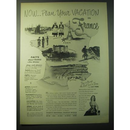 1948 French National Tourist Office Ad - Now Plan Your vacation in France