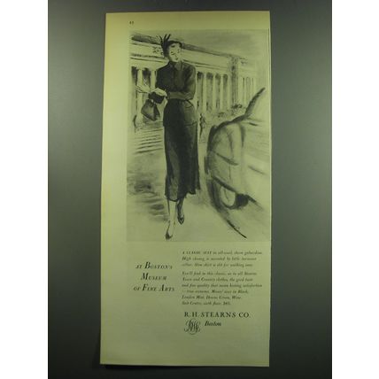 1949 R.H. Stearns Suit Ad - At Boston's Museum of Fine Arts