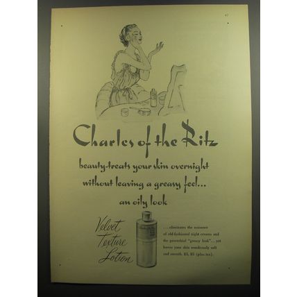 1952 Charles of the Ritz Velvet Texture Lotion Advertisement