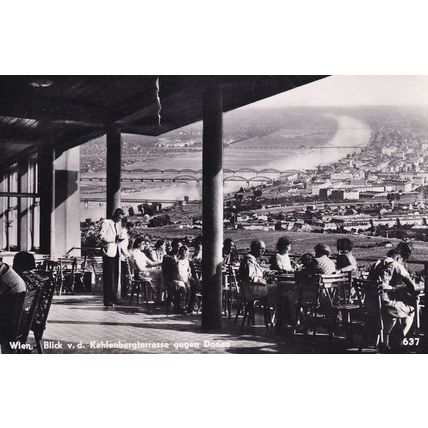 Wien Blick Kahlenbergterrase Gogen Donau Restaurant Postcard