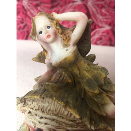 Mythical and Magical Fairy on a Witch Face Toadstool Indoor or Outdoor Figurine