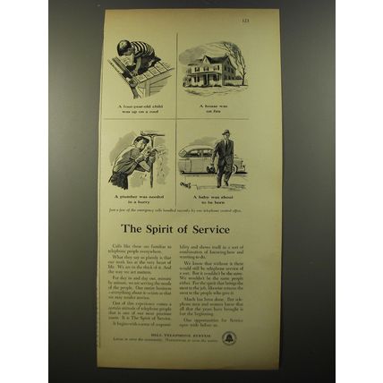 1954 Bell Telephone System Ad - The spirit of Service