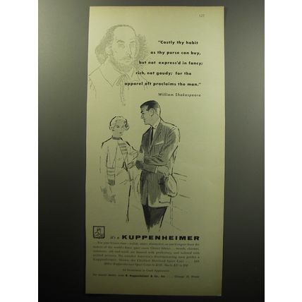 1957 Kuppenheimer Sport Coat Ad - Costly thy habit as thy purse can buy