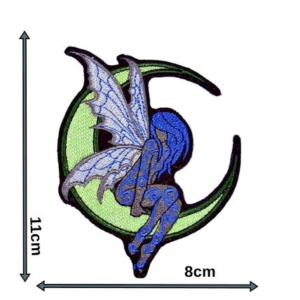 Iron On Fairy Moon Patch or Sew Embroidered Badge Applique Angel Fantasy P062