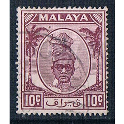 Perak 1950 SG136 pe1 Yussuf Izzuddin Shah 10c Used Stamp