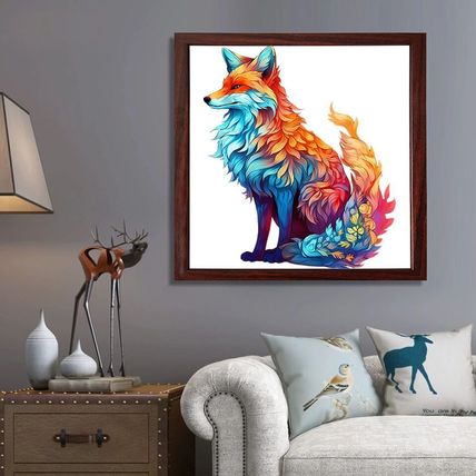 Fox Wooden Puzzle for Jigsaw Lovers, Animal Shape Pieces Stress Relieves Toys