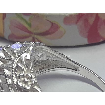 1.50ct Lab Created Rd Peridot & CZ Filigree Sterling Silver bezel dome Ring19520