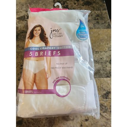 Just My Size Women's 100%Cotton Brief Panties White 5-Pack Size 13, 30/32 Dress