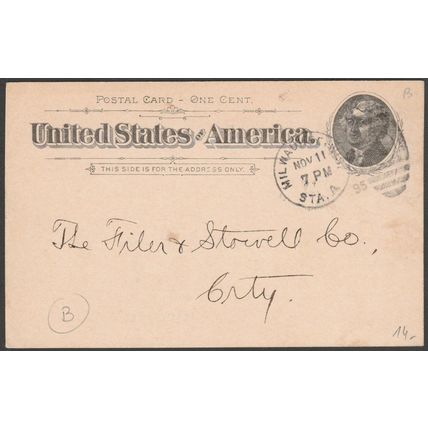 Chain Belt Co to Filer & Stowell, Milwaukee, 1895 - Governmental Postal Card
