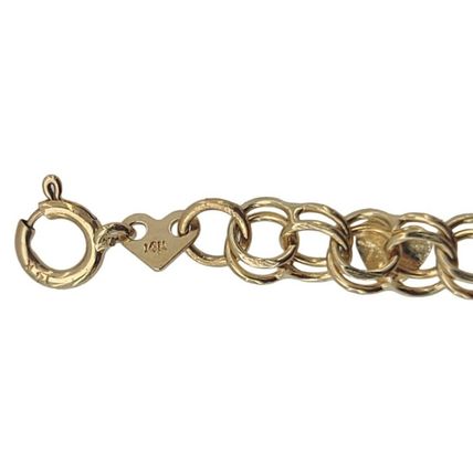 New Hand Made Hearts on Chino Link 7" Ladies Hand Bracelet Real 14K Yellow Gold