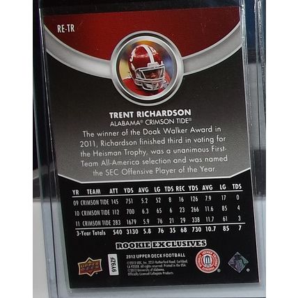 2012 Upper Deck TRENT RICHARDSON (Alabama/Browns) Rookie Exclusives RE-TR