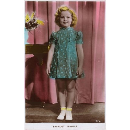 Shirley Temple RARE Art Coloured Tinted Photo Postcard