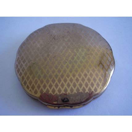 Vintage IRIS Powder Compact Gold Sunburst Art Deco Engine Turned Case 1930s