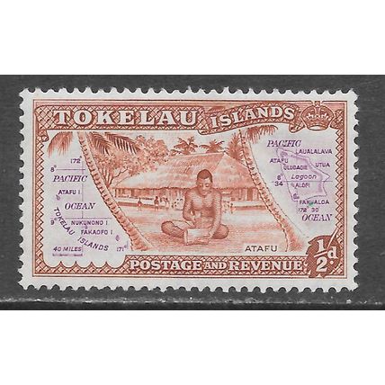 TOKELAU ISLANDS 1953 QE2 MAP ATAFU NATIVE MINT MH