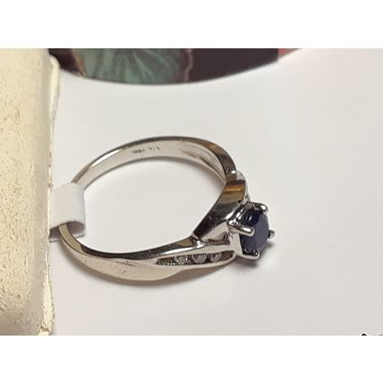 Estate 1/2ctw Natural Blue Sapphire & Diamond channel twist 14Kt WG Ring #20085