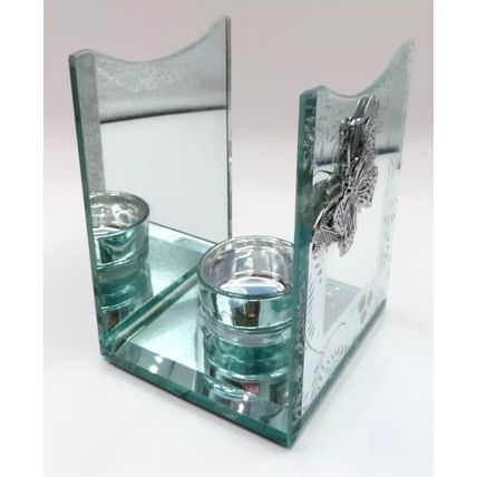 Butterfly Detail Silve Glass Oil Burner/Tealight Holder Single 12 CM Gift Home