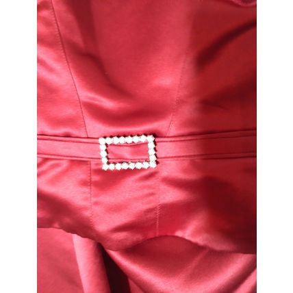 Bill Levkoff European Red Satin 2Pc Full Maxi Skirt Crop Top Rhinestone S-16 NEW